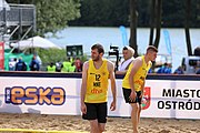 Deutsch: Beachhandball Europameisterschaften 2019 (Beach handball Euro); Tag 1: 2. Juli 2019 – Männer, Vorrunde Gruppe D, Frankreich-Montenegro 2:0 (19:7, 18:9) English: Beach handball Euro; Day 1: 2 July 2019 – Men Preliminary Round Group D – France-Montenegro 2:0 (19:7, 18:9)