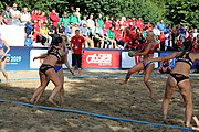 Deutsch: Beachhandball Europameisterschaften 2019 (Beach handball Euro); Tag 4: 5. Juli 2019 – Frauen, Viertelfinale, Spanien-Ungarn 1:2 (14:16, 26:16, 2:5) English: Beach handball Euro; Day 4: 5 July 2019 – Quarter Final Women – Spain-Hungary 1:2 (14:16, 26:16, 2:5)