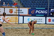 Deutsch: Beachhandball Europameisterschaften 2019 (Beach handball Euro); Tag 5: 6. Juli 2019 – Frauen, Halbfinale, Ungarn-Niederlande 2:0 (19:16, 15:12) English: Beach handball Euro; Day 5: 6 July 2019 – Semifinal Women – Hungary-Netherlands 2:0 (19:16, 15:12)