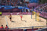 Deutsch: Beachhandball bei den Olympischen Jugendspielen 2018; Tag 4, 10. Oktober 2018; Jungs, Vorrunde, Gruppe B - Italien-Argentinien 1:2 English: Beach handball at the 2018 Summer Youth Olympics at 10 October 2018 – Boys Preliminary Round Group B‎ – Italy-Argentina 1:2