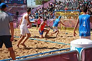 Deutsch: Beachhandball bei den Olympischen Jugendspielen 2018 in Buenos Aires; Tag 7, 13. Oktober 2018; Jungen, Halbfinale – Spanien-Kroatien 2:1 English: Beach handball at the 2018 Summer Youth Olympics in Buenos Aires at 13 October 2018 – Boys Semifinal – Spain-Croatia 2:1 Español: Handball de playa en los Juegos Olimpicos de la Juventud Buenos Aires 2018 en 13 de octubre de 2018 – Semifinales de chicos - España-Croacia 2:1