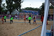 Deutsch: Beachhandball bei den Olympischen Jugendspielen 2018; Tag 5, 10. November 2018; Mädchen, Platzierungsrunde - Mauritius-Venezuela 0:2 English: Beach handball at the 2018 Summer Youth Olympics at 11 October 2018 – Girls Consolation Round – Mauritius-Venezuela 0:2