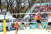 Deutsch: Beachvolleyball bei den Olympischen Jugendspielen 2018; Tag 8, 14. Oktober 2018; Mädchen, Achtelfinale – Mexiko-China 0:2 (15–21/16–21) English: Beach volleyball at the 2018 Summer Youth Olympics at 14 October 2018 – Girls Round of 16 – Mexico-China 0:2 (15–21/16–21)