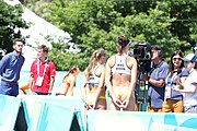 Deutsch: Beachvolleyball bei den Olympischen Jugendspielen 2018; Tag 9, 15. Oktober 2018; Mädchen, Viertelfinale: Puerto Rico-Russland 0–2 (12–21/10–21) English: Beach volleyball at the 2018 Summer Youth Olympics at 15 October 2018 – Girls Quarterfinals: Puerto Rico-Russia 0–2 (12–21/10–21)