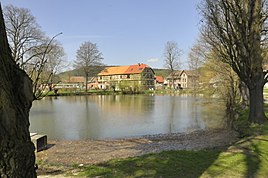 Castle pond with manor