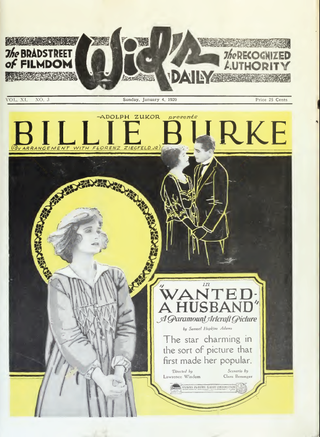 <i>Wanted: A Husband</i> 1919 comedy silent film directed by Lawrence Clement Windom