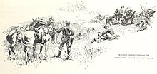 Buford's cavalry resists the Confederate advance Buford's cavalry opposing the Confederate advance.jpg