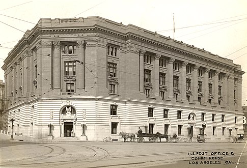1910 Post Office and Courthouse which replaced the Downey Block NW corner Temple and Main