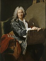 Portrait of Pierre-Jacques Cazes (1676-1754) . 1734. oil on canvas medium QS:P186,Q296955;P186,Q12321255,P518,Q861259 . 130 × 98 cm (51.1 × 38.5 in). Versailles, Musée national du Château de Versailles.