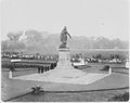 Military parade at the statue of Jan Pietersz Coen at Waterloo Square in Batavia during the coronation of Queen Wilhelmina of the Netherlands