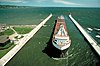 ship entering the Duluth Ship Canal