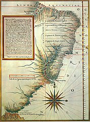 The 1574 map of the Captaincy Colonies of Brazil, by Luís Teixeira