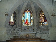 Chapelle gothique sud sainte Marie-Madeleine, sous le chevet, vitraux de la Maison Lobin de Tours (1860-1861).
