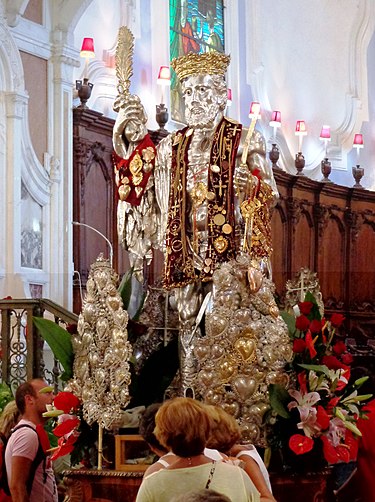 Silver statue of St Bartholomew. Cattedrale Lipari 03.jpg