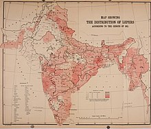 Map showing the distribution of lepers per the 1911 census Census of India, 1911 (1912) (14775467334).jpg