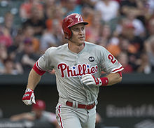 Photograph of Chase Utley, Phillies' second baseman from 2003 to 2015 running