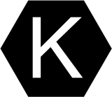 Black hexagon with letter K