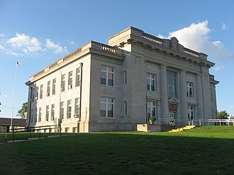 The south and west sides of the courthouse Clay County Courthouse in Louisville from southwest.jpg