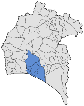 Posizione della contea metropolitana di Huelva