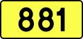 English: Sign of DW 881 with oficial font Drogowskaz and adequate dimensions.