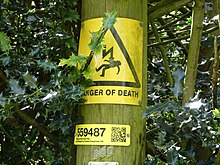 A danger of death sign in Wymondham, Norfolk. Danger of Death Sign.jpg