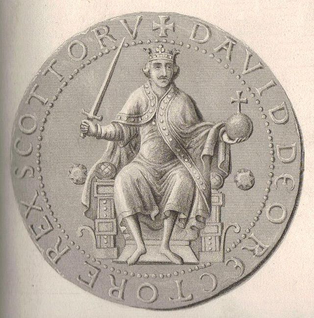 Steel engraving and enhancement of the obverse side of the Great Seal of David I