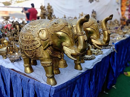 Elephant sculptures in brass