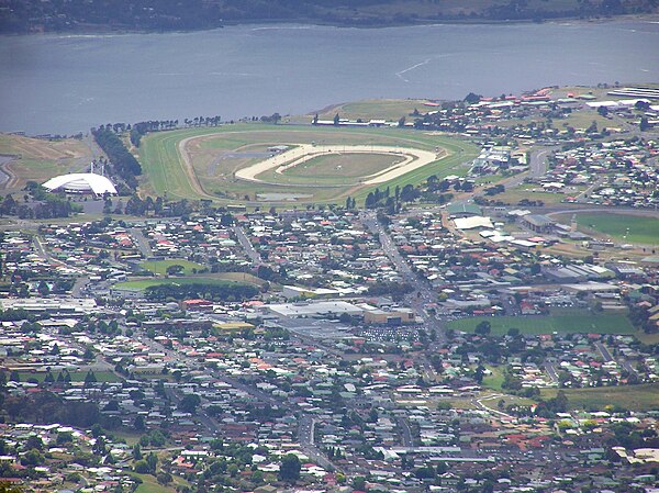 Glenorchy, Elwick Racecourse viewed from kunanyi/Mount Wellington