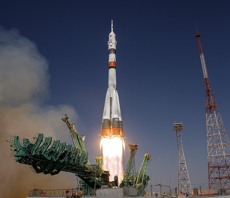 Imagem do Foguete Soyuz responsável pelo lançamento de todas as naves espaciais Soyuz e Progress ao espaço