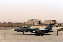 F-14B of VF-11 at Ahmed Al Jaber Air Base, Kuwait, in support of operation Southern Watch on 19 March 1998 F-14B VF-11 at Al Jaber AB 1998.JPEG