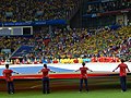 Momentos de los himnos de Brasil y Serbia.