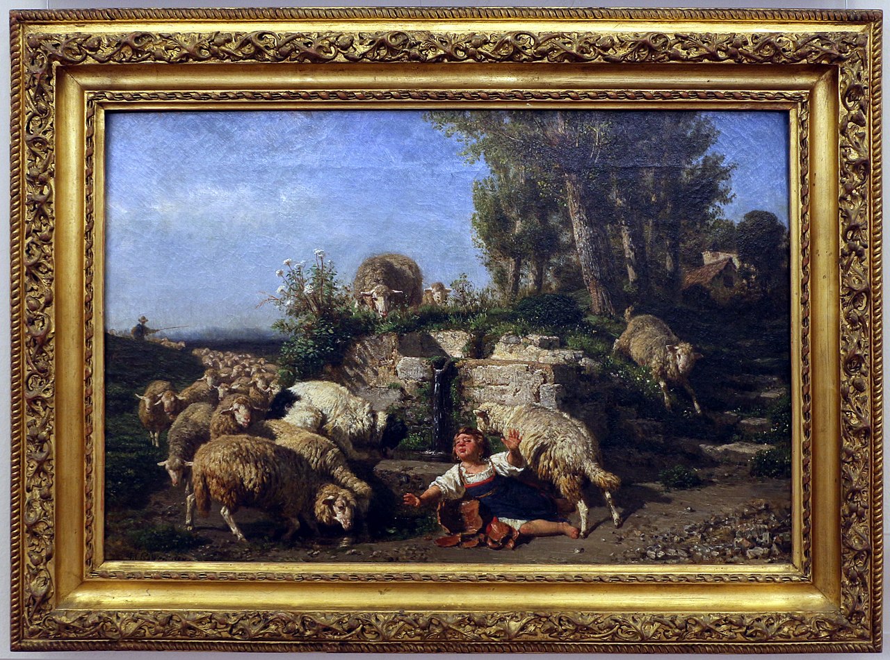 Filippo palizzi, agnelli e pecore alla fonte, 1857.jpg