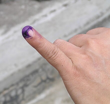 Indelible ink was used to prevent multiple voting. FingerInk.jpg