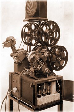 The original editing machine: an upright Moviola.