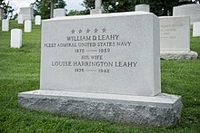 Leahy's grave at Arlington National Cemetery Fleet Admiral William Daniel Leahy (18555451643).jpg