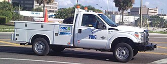 A Ford F-350 Super Duty from Pike Electric Corporation, a contractor for the OUC. Ford F-350 Pike OUC Regular Cab.jpg