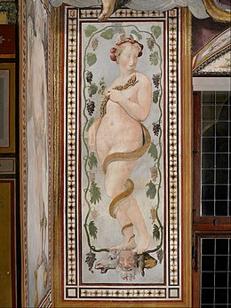 Hecate the Moon, fresco by Francesco de' Rossi, ca. 1543-45) Francesco Salviati - Hecate (the Moon) - Google Art Project.jpg