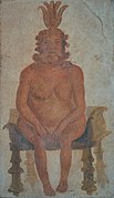 Fresco que representa al dios egipcio Bes, protector de mujeres y niños, del muro norte del sacrarium.