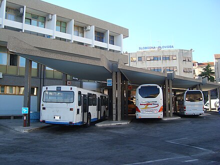 Bus station in Šibenik. As elsewhere in the former Yugoslavia, bus is a practical way for getting around