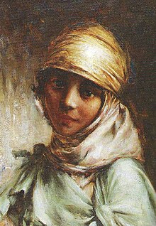 Portrait of a young Algerian woman, painted by Georges Gaste before 1910. Georges Gaste - Aicha (Algerie).jpg