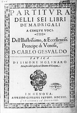 Immagine illustrativa dell'articolo Madrigali di Carlo Gesualdo