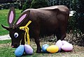 Gladys as a Chocolate Easter Bunny with Easter eggs