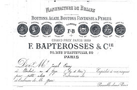 Grands prix décernés à Bapterosses & Cie (1849-1889).