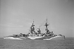 A HMS Rodney 1942 májusában, közvetlenül felújítása után