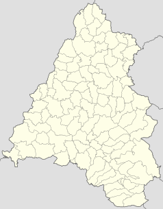 Mapa konturowa okręgu Bihor, u góry nieco na prawo znajduje się punkt z opisem „Marghita”