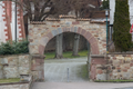 English: Gate / Catholic Church in Hofbieber, Hofbieber, Hesse, Germany