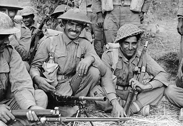 An infantry section of the 2nd battalion, 7th Rajput Regiment about to go on patrol on the Arakan front, 1944.