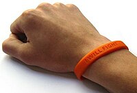 AbsolutePunk's orange "I Will Fight" silicone charity wristband I Will Fight wristband.jpg