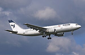 Iran Air Airbus A300 (EP-IBA) arrives London Heathrow Airport 21September2014 arp.jpg