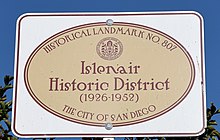 City of San Diego historical landmark no. 807 Islenair Historic District sign.jpg